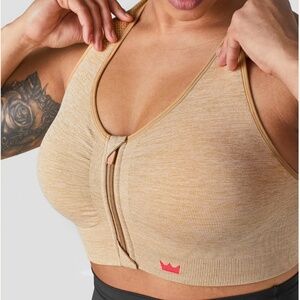 Lounge Zip Front Honey Wheat Bra | SheFit